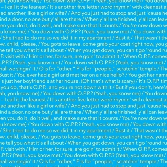 Gift Rap: "O.P.P." Officially  Licensed Rap Lyric Wrapping Paper (Blue) - Picture 3 of 6